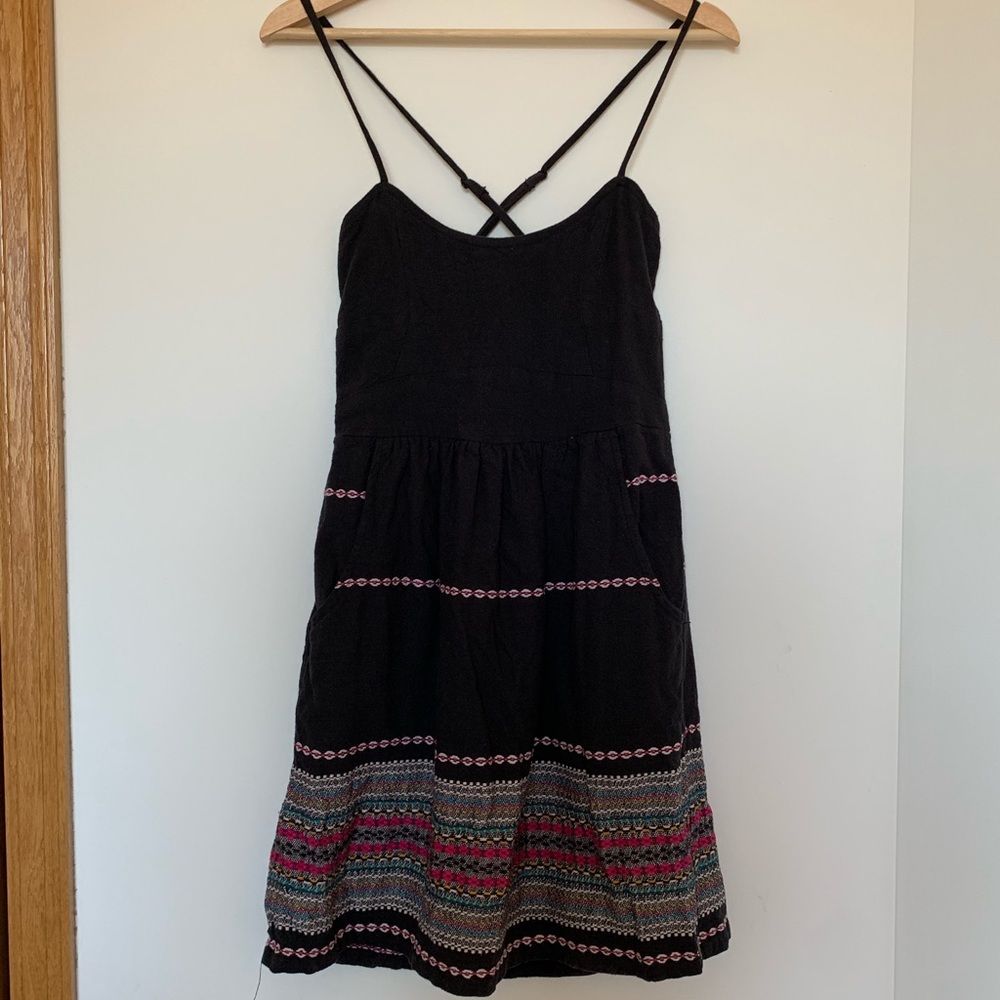 Billabong Black Cross-strap Dress w/ Lace-up Back